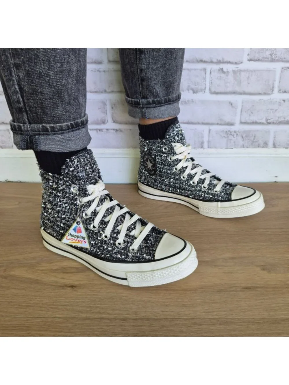 ⭐Converse Chuck 70 Hi Metallic Tweed Sz 5.5 Men's shoes Sneakers Black A14442C